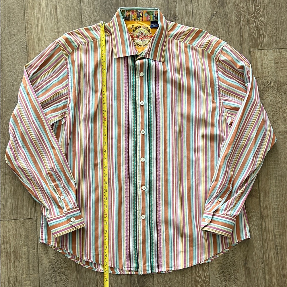 Like new - ROBERT GRAHAM Colorful Striped & Floral Patterned Button Down Shirt - Picture 7 of 9